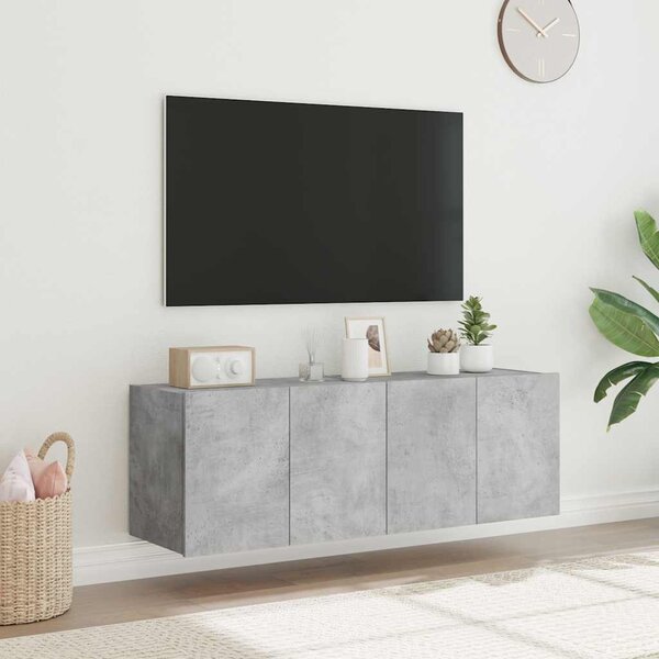 2 db betonszürke fali TV-szekrény LED-del 60x35x41 cm