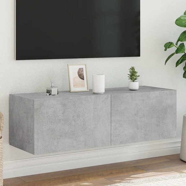 Betonszürke fali TV-szekrény LED-világítással 100 x 35 x 31 cm