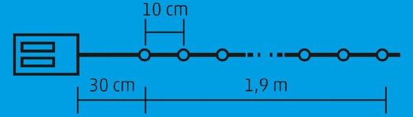 HOME ML 21/WW micro LED-es kristály fényfüzér, 1,9 m / 20 db melegfehér LED, állófényű, átlátszó vezeték, elemes, beltéri kivitel