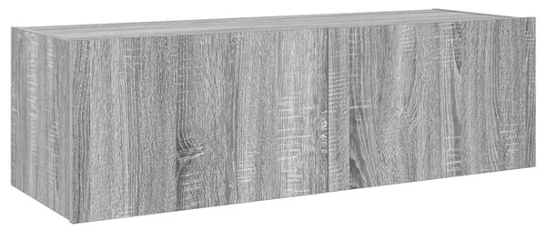 Szürke sonoma színű fali TV-szekrény LED-ekkel 100 x 35 x 31 cm