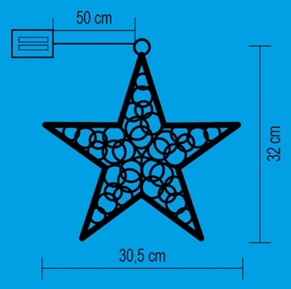 HOME KID 211 B/WW csillag ablakdísz, 20 db LED, 3 funkció, akril, tapadókorong