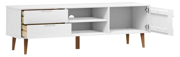 MOLDE fehér tömör fenyőfa TV-szekrény 158 x 40 x 49 cm