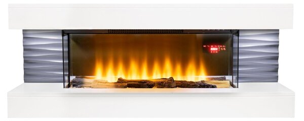 HOME FKK 10 szabadon álló elektromos kandalló, panoráma, 1000W/2000W, fehér, 8 tűztér világítási mód