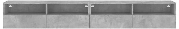 2 db betonszürke szerelt fa fali TV-szekrény 100x30x30 cm