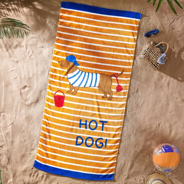 Narancssárga pamut strandtörölköző 76x160 cm Hot Dog – Catherine Lansfield