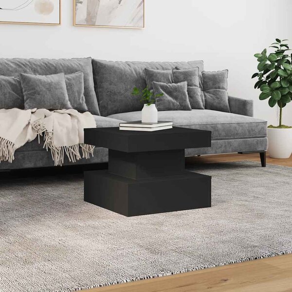 Fekete dohányzóasztal LED-lámpákkal 50 x 50 x 40 cm