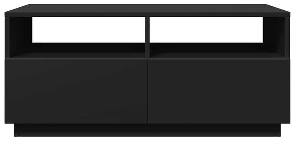 Fekete dohányzóasztal LED-lámpákkal 90x49x40 cm