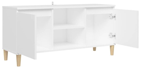 Fehér TV-szekrény tömör falábakkal 103,5 x 35 x 50 cm