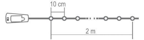 HOME MLD 20/WW micro LED-es fényfüzér, 2 m / 20 db melegfehér micro LED, állófényű, átlátszó vezeték, gombelemes, dugó alakú elemtartó, beltéri kivitel