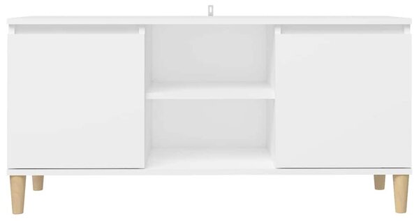 Fehér TV-szekrény tömör falábakkal 103,5 x 35 x 50 cm