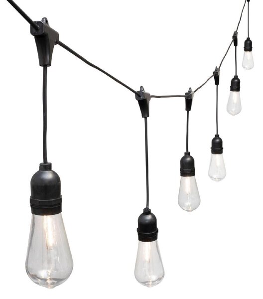 HOME LPL 10 PAPAYA filament LED-es fényfüzér, 4,5 m / 10 db melegfehér filament LED, víztiszta búra, sorolható, fekete gumivezeték, adapter, kül- és beltéri kivitel