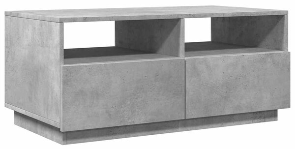 Betonszürke dohányzóasztal LED-lámpákkal 90x49x40 cm