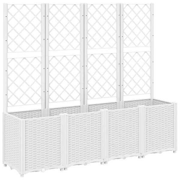 Fehér polipropilén rácsos kerti ültetőláda 160 x 40 x 140 cm