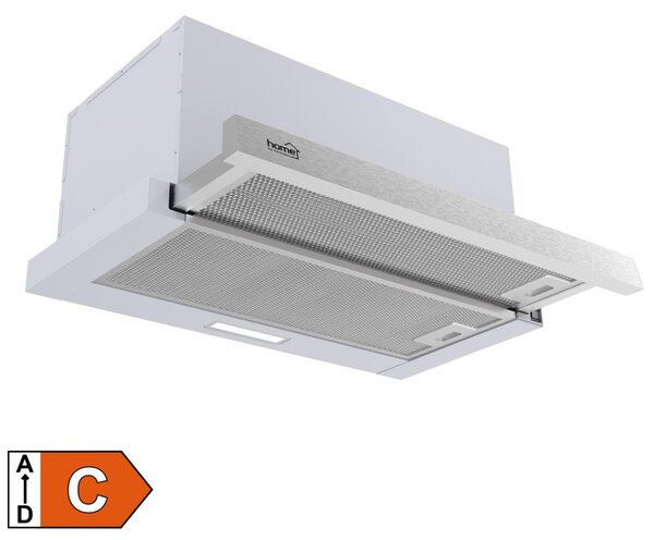 HOME KPE 6044S konyhai páraelszívó TWISTER, két sebességfokozat, légszállítás: 440 m3/h, 105 W, rozsdamentes acél panel + szürke test
