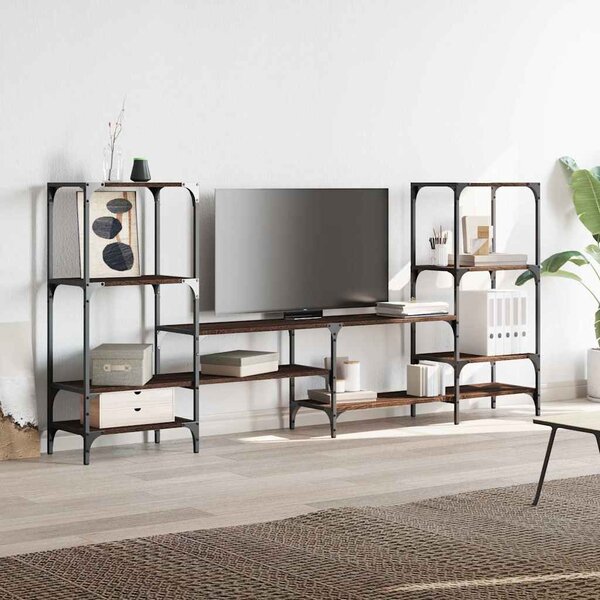 Barna tölgy színű szerelt fa TV-szekrény 206,5x28,5x95 cm