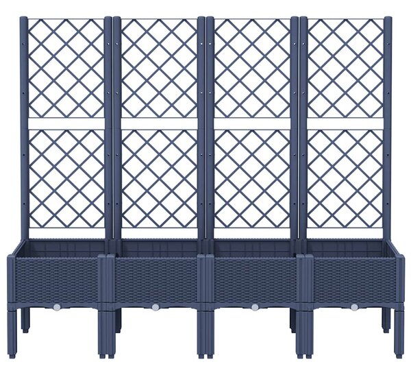 Kékszürke PP rácsos kerti ültetőláda 160 x 40 x 142 cm
