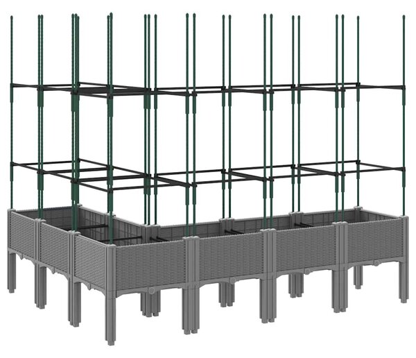 Világosszürke PP rácsos kerti ültetőláda 160 x 120 x 142,5 cm
