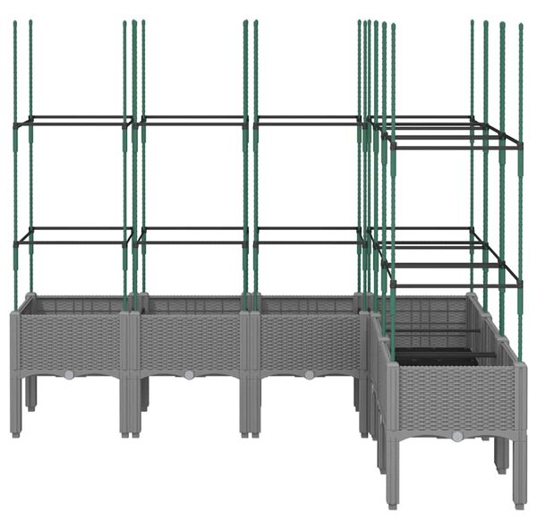 Világosszürke PP rácsos kerti ültetőláda 160 x 120 x 142,5 cm