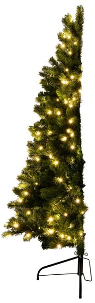 HOME KMF 7/150 fél műfenyő beépített világítással, 180 db LED, 150 cm magasság, 85 cm legnagyobb átmérő, sík oldal