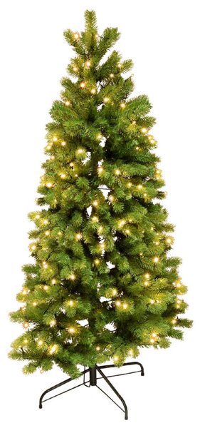 HOME KMF 7/150 fél műfenyő beépített világítással, 180 db LED, 150 cm magasság, 85 cm legnagyobb átmérő, sík oldal