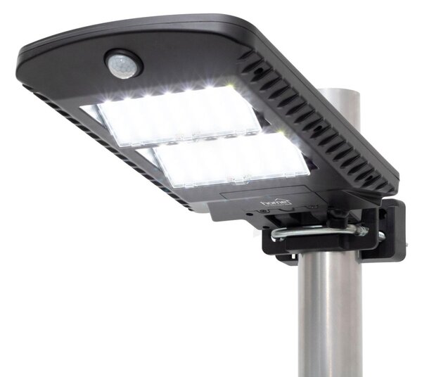 HOME FLP1002SOLAR napelemes LED reflektor, 1000 lm, PIR mozgásérzékelő, 120° 5m, 2 x 28 db hidegfehér SMD LED, energiatakarékos, fém + műanyag, IP44