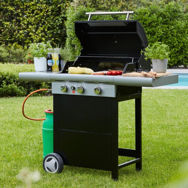 Barbecook BC-GAS-2002 Spring 3112 gázgrill, 3db főégő, lakozott acél, tárolóval, 133x57x115cm