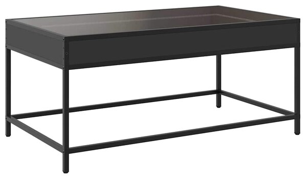 Fekete végtelen hatású LED-es dohányzóasztal 90 x 50 x 41 cm
