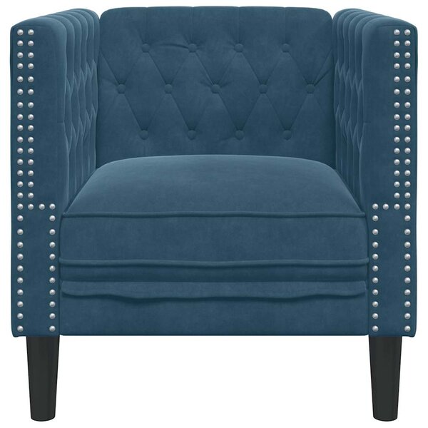 Kék bársony Chesterfield kanapéfotel