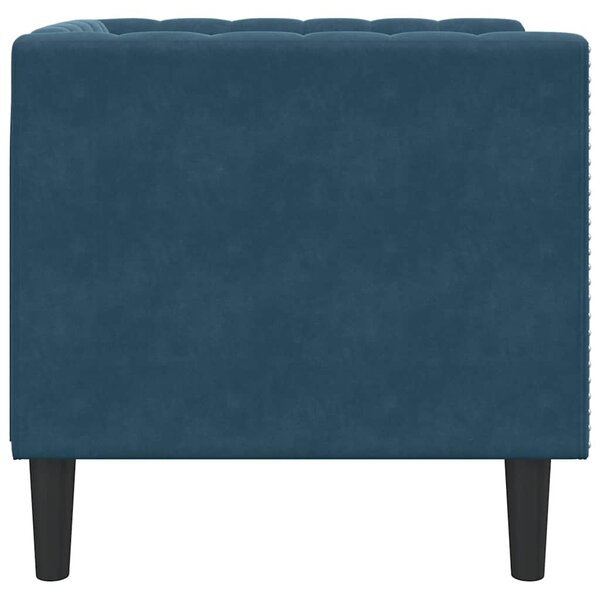Kék bársony Chesterfield kanapéfotel