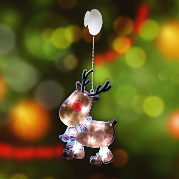 HOME KID 311 rénszarvas ablakdísz, 10 db LED, öntapadó elemtartó, 10 x 26 cm