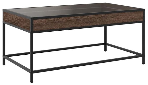 Barna tölgy végtelen hatású LED-es dohányzóasztal 90x50x41 cm