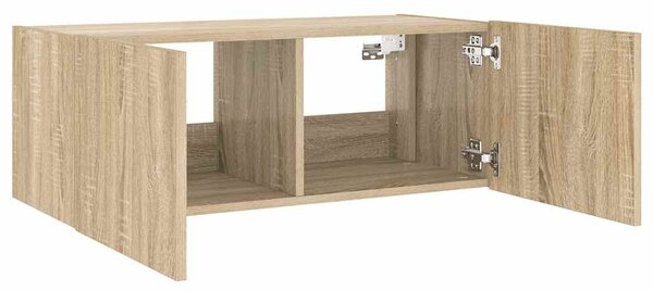 Sonoma tölgy színű fali TV-szekrény LED-ekkel 80x35x31 cm