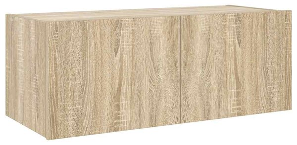 Sonoma tölgy színű fali TV-szekrény LED-ekkel 80x35x31 cm