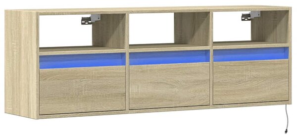Sonoma tölgy színű fali TV-szekrény LED-ekkel 130x31x45 cm