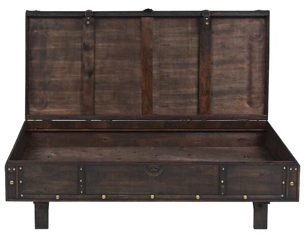Vintage stílusú furnérlemez fa dohányzóasztal 120 x 55 x 35 cm