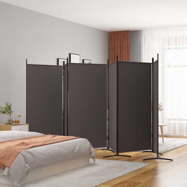 6 paneles barna szövet paraván 520x180 cm