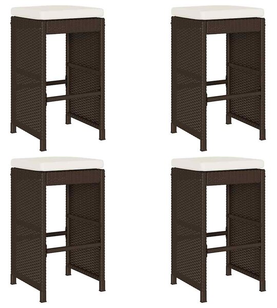 4 db barna polyrattan kerti bárszék párnával