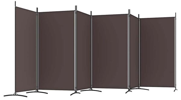 6 paneles barna szövet paraván 520x180 cm