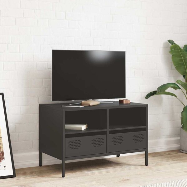 Fekete hidegen hengerelt acél TV-szekrény 68 x 39 x 43,5 cm
