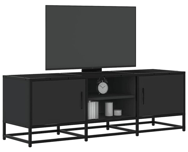 Fekete szerelt fa és fém TV-szekrény 120x35x41 cm