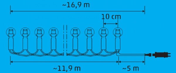 ISparkle LEDS120DV LED-es fényfüzér, 11,9 m / 120 db RGB LED, gömb, applikációval vezérelhető, smart, kül- és beltéri kivitel