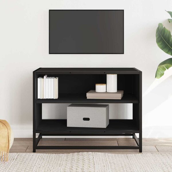 Fekete szerelt fa és fém TV-szekrény 61x40x46 cm