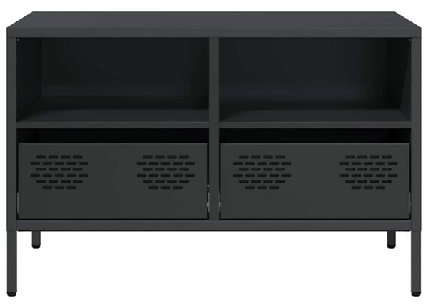 Fekete hidegen hengerelt acél TV-szekrény 68 x 39 x 43,5 cm