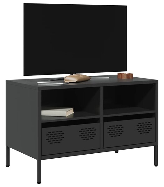 Fekete hidegen hengerelt acél TV-szekrény 68 x 39 x 43,5 cm