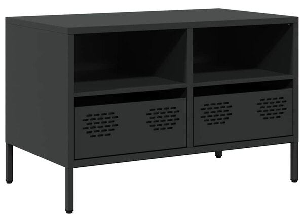 Fekete hidegen hengerelt acél TV-szekrény 68 x 39 x 43,5 cm