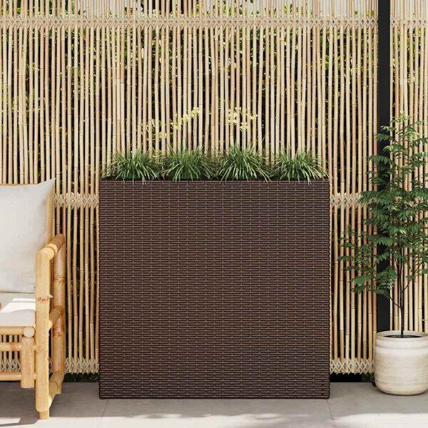 Barna polyrattan kerti magaságyás 4 kaspóval