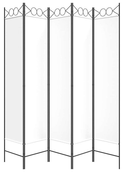 Fehér 5 paneles paraván 200x200 cm szövet