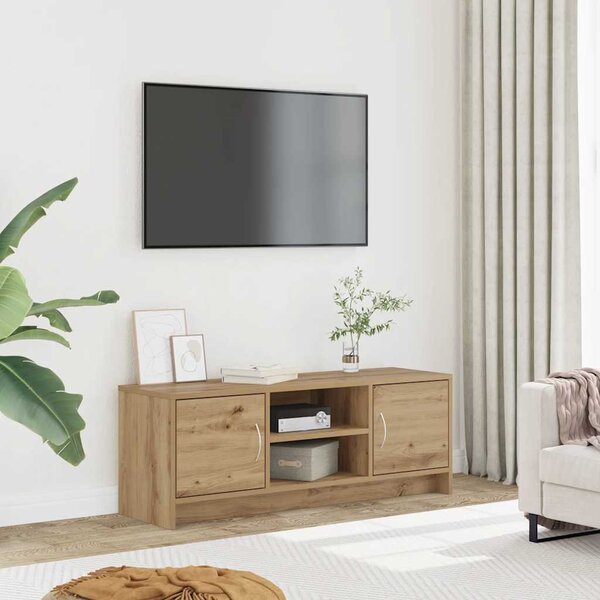 Kézműves tölgy színű szerelt fa TV-szekrény 102x30x37,5 cm