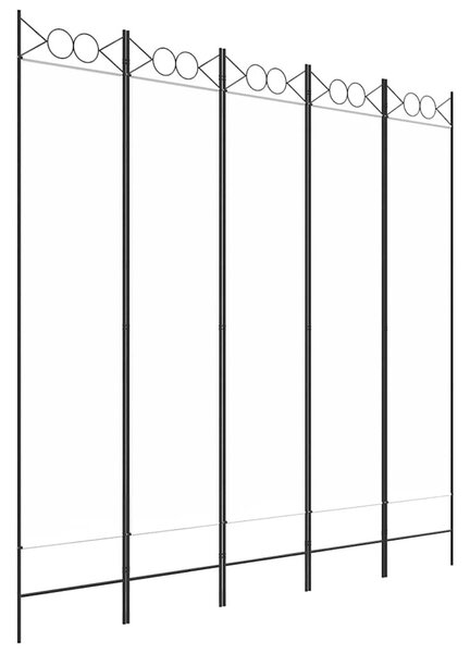 Fehér 5 paneles paraván 200x200 cm szövet