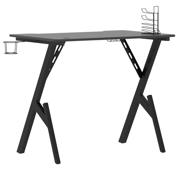 Fekete Y-lábú gamer asztal 90 x 60 x 75 cm